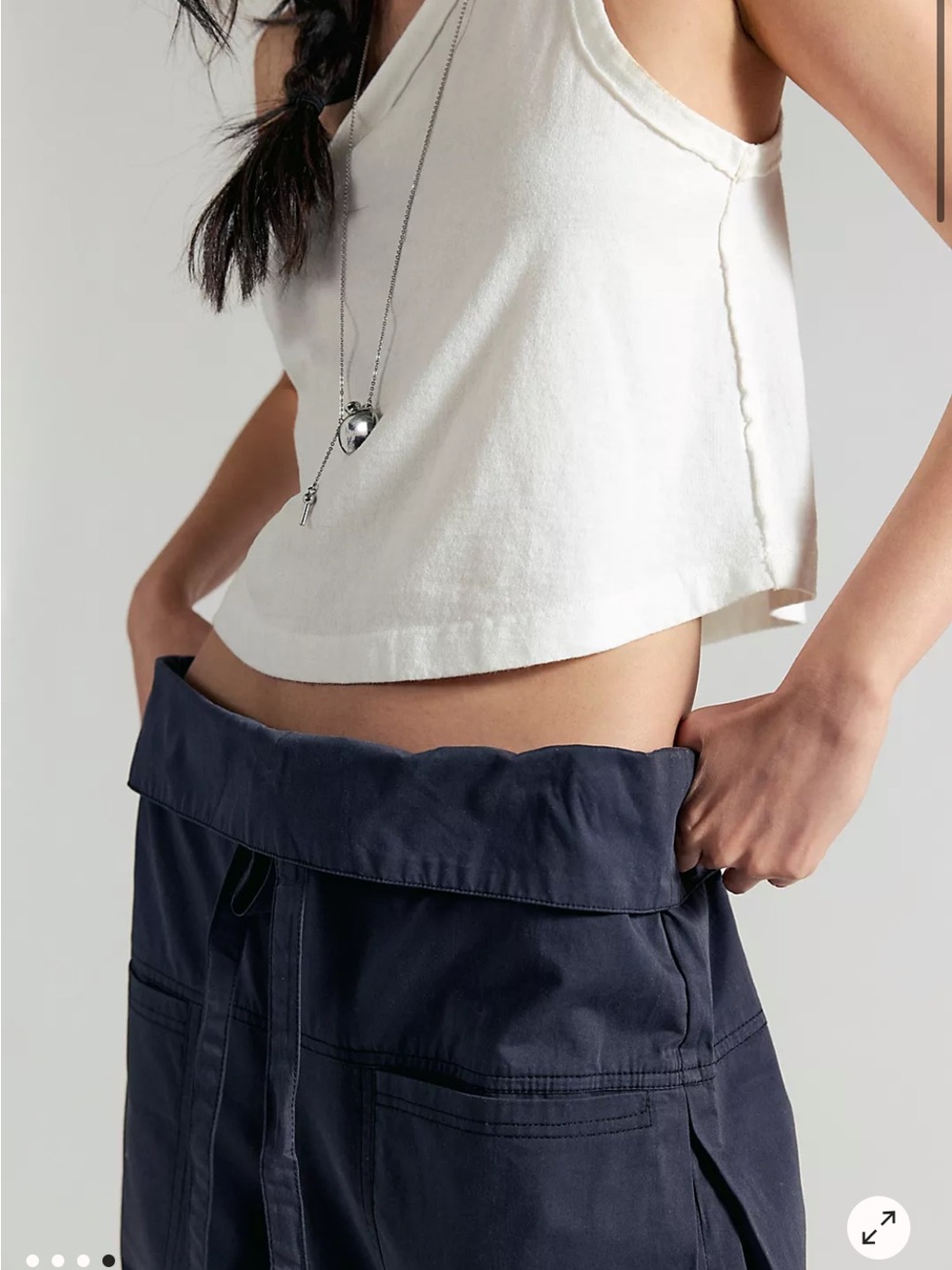 Free People NEW Paperbag Waist Pants in Navy